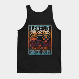 Level 5 Unlocked 5 Year Old 5Th Birthday Gamer Boys Kids Tank Top